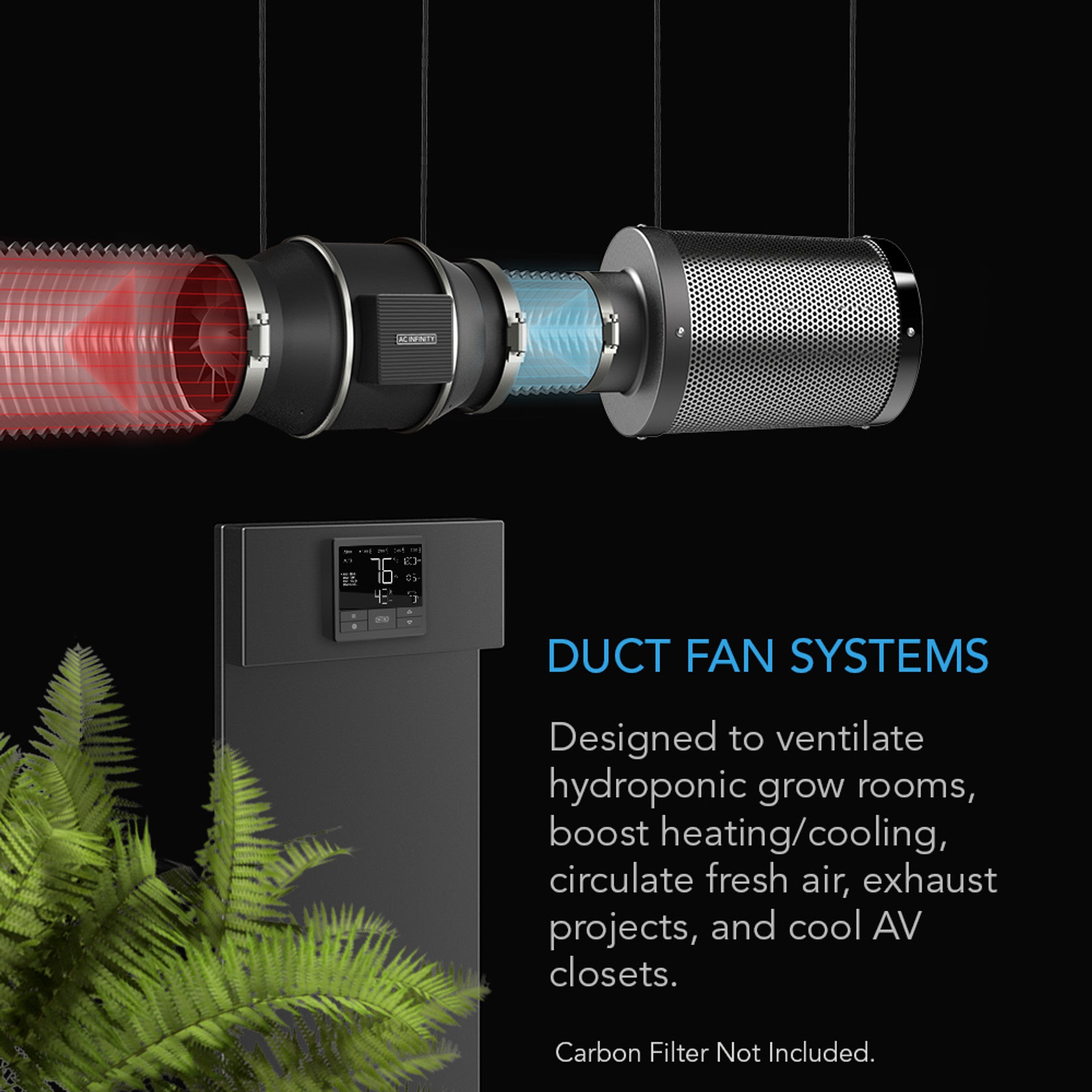 Cloudline T8 kanalvifte med smart kontroller 200 mm