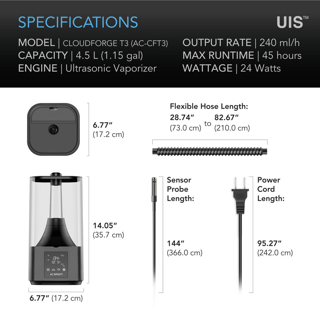 Cloudforge T3, luftfukter 4,5 L - Smartvekst.no