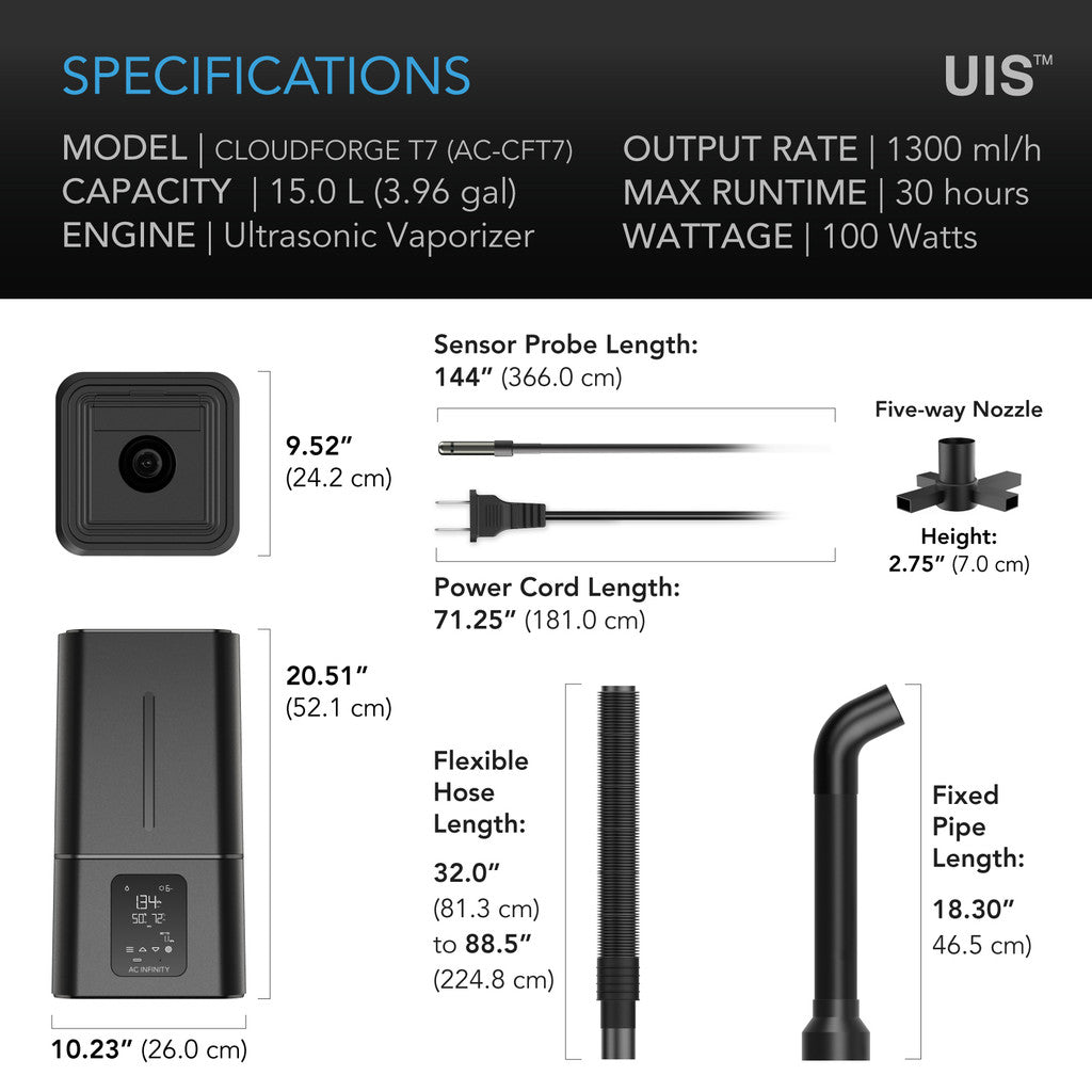 Cloudforge T7, luftfukter 15 L - Smartvekst.no