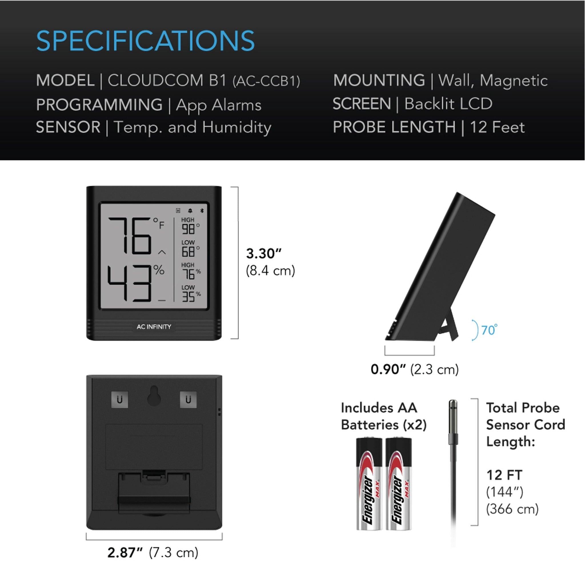 Cloudcom B1 Smart thermo-hygrometer med data app - smartvekst.no