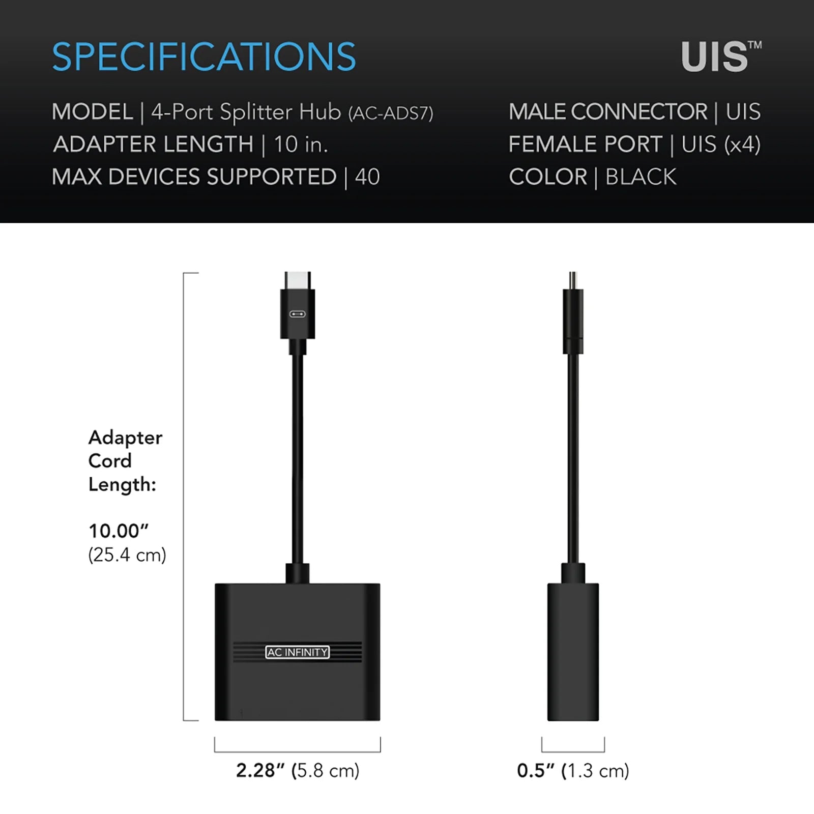UIS-splitter med 4 porter, adapter dongle for delt programmering - Smartvekst.no