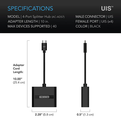 UIS-splitter med 4 porter, adapter dongle for delt programmering - Smartvekst.no
