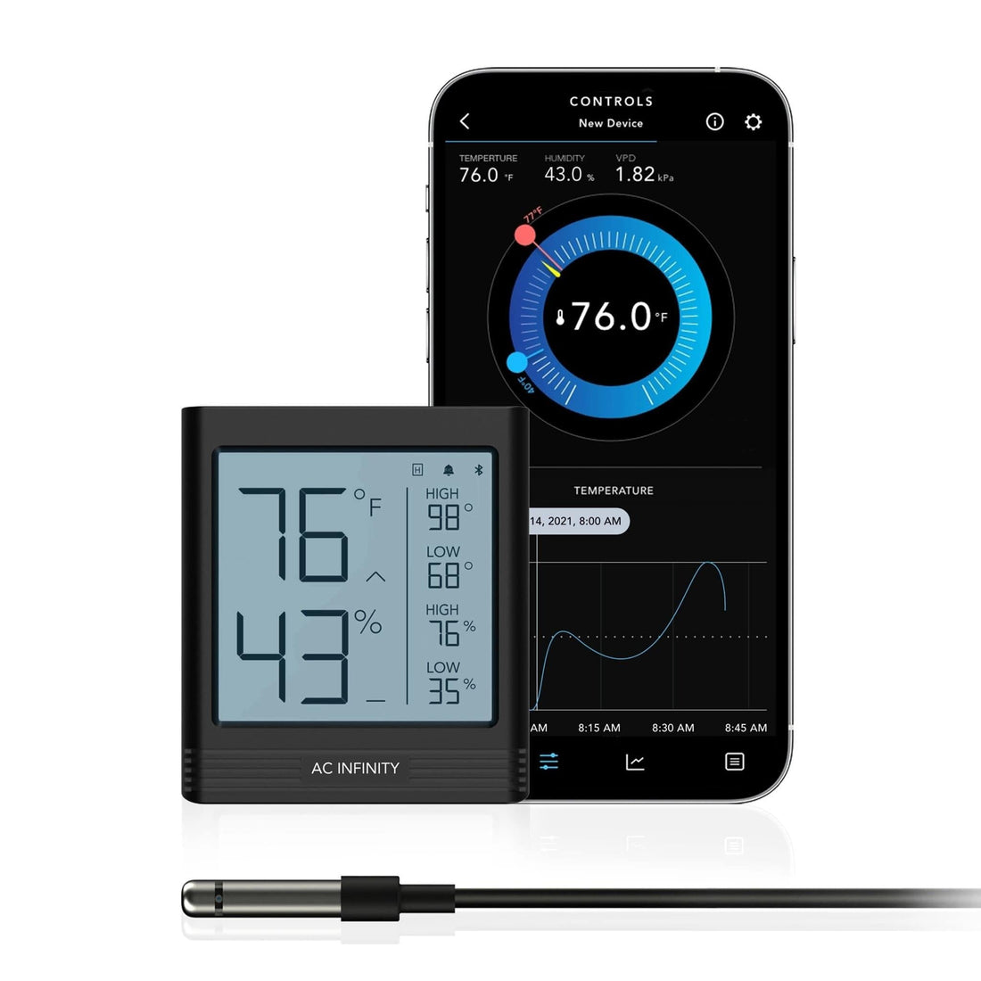 Cloudcom B1 Smart thermo-hygrometer med data app - smartvekst.no