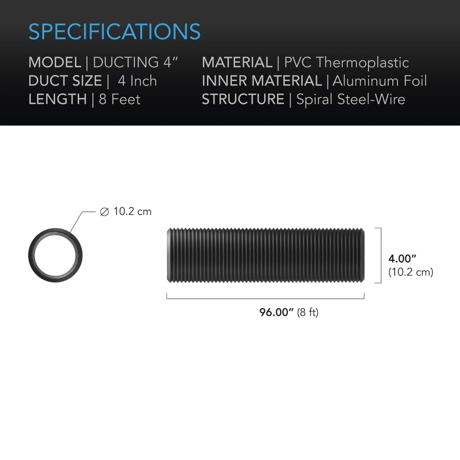 Ventilasjonsslange 100 mm  L-2.5 m - smartvekst.no